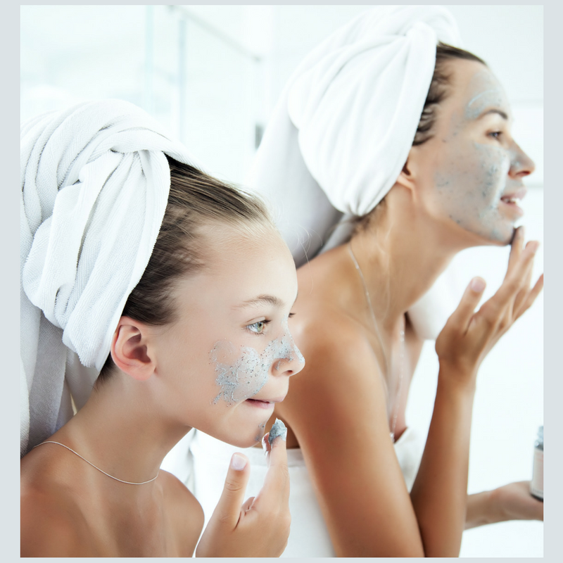 Mom and daughter facial