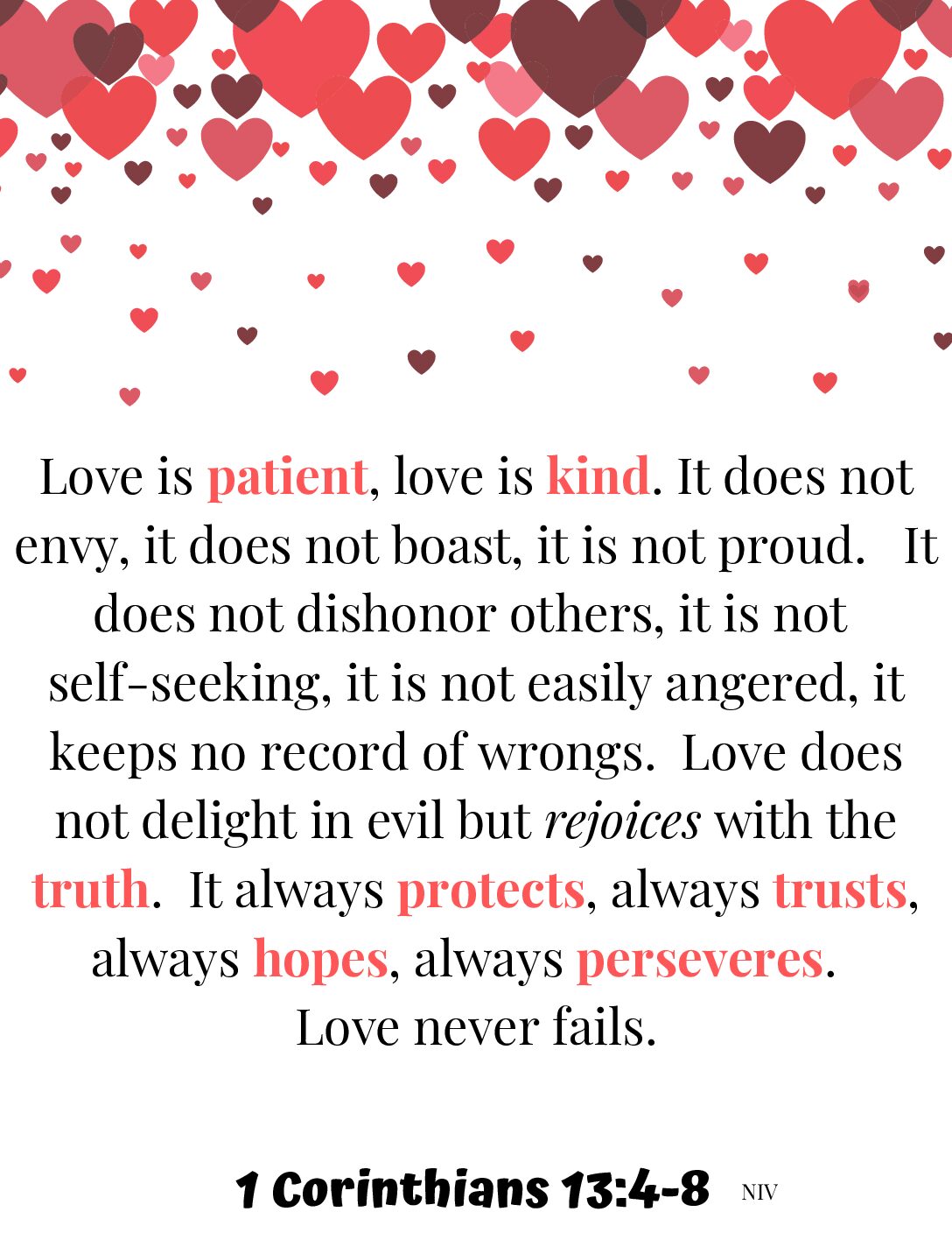 1 Corinthians 13:4-8 (LOVE) - FREE PRINTOUT - Image 2