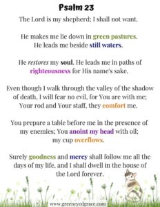 Psalm 23 - FREE PRINTABLE ~ Green Eyed Grace